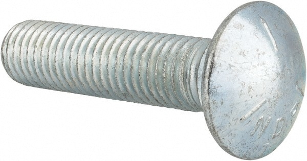 Carriage Bolt: 5/8-11, 2-3/4" Length Under Head, Square Neck