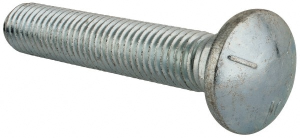 Carriage Bolt: 5/8-11, 3-1/2" Length Under Head, Square Neck