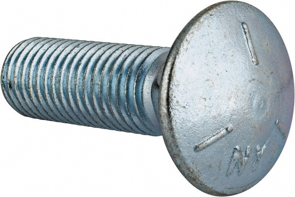 Carriage Bolt: 3/4-10, 2-1/2" Length Under Head, Square Neck