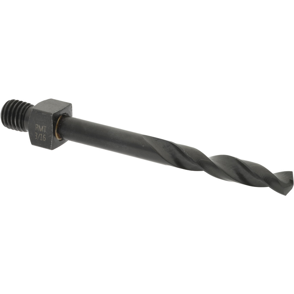 Threaded Shank Drill Bit: 3/16" Dia, 135 ° Point, 1/4-28 Shank, Cobalt