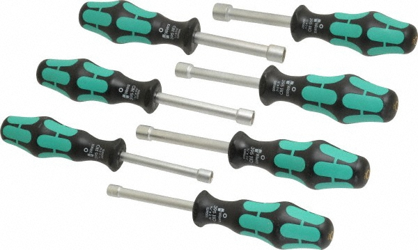 Nut Driver Set: 7 Pc, 3/16 to 1/2", Hollow Shaft, Ergonomic Handle - Hollow Shaft, Ergonomic Handle