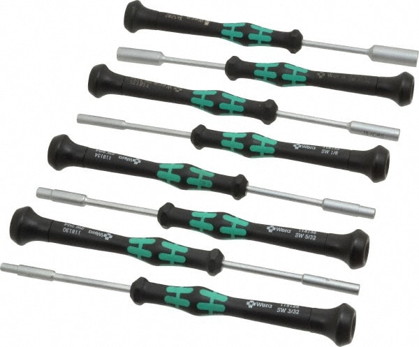 Wera 5345279001 Nut Driver Set: 8 Pc, 3/32 to 1/4", Solid Shaft, Ergonomic Handle Image