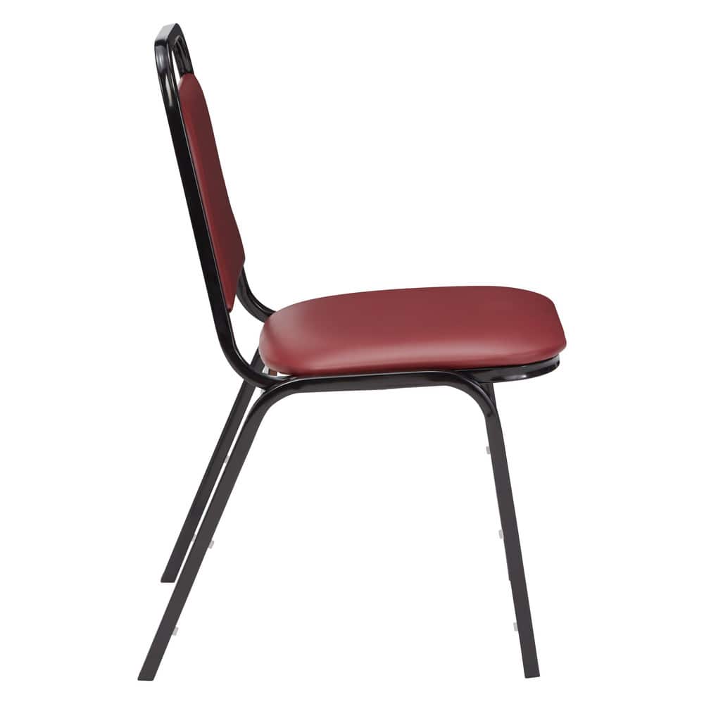NATIONAL PUBLIC SEATING 9108-B Pack of (4) Vinyl Burgundy Stacking Chairs 