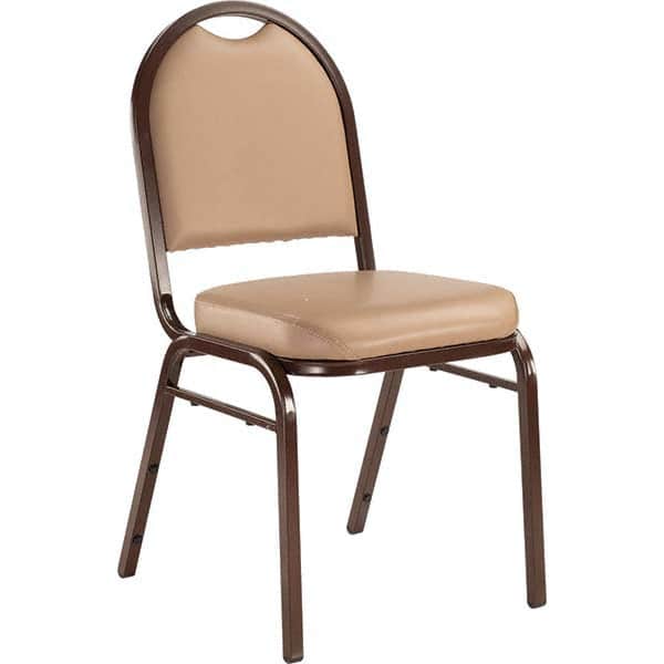 NATIONAL PUBLIC SEATING 9201-M Pack of (4), Vinyl Beige Stacking Chairs 
