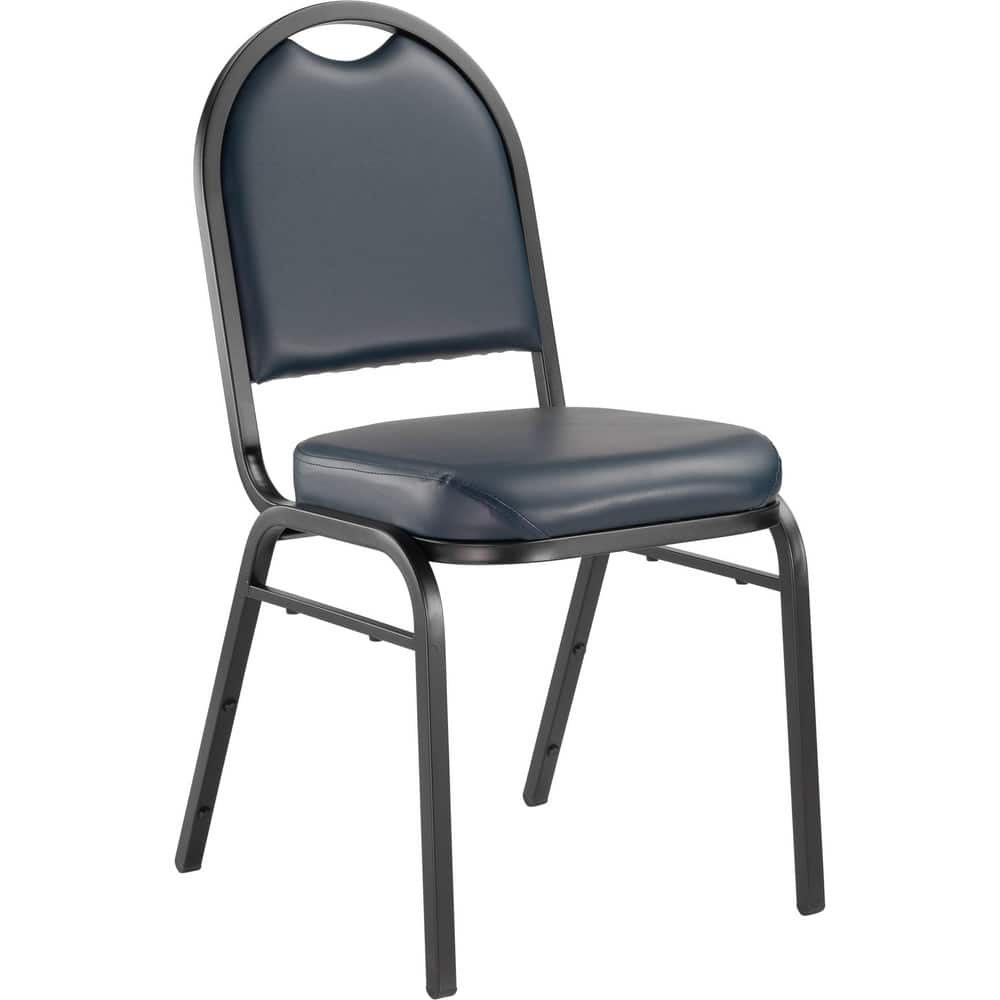 NATIONAL PUBLIC SEATING 9204-BT Pack of (4), Vinyl Blue Stacking Chairs 