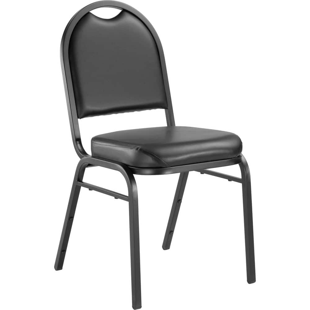 NATIONAL PUBLIC SEATING 9210-BT Pack of (4), Vinyl Black Stacking Chairs 
