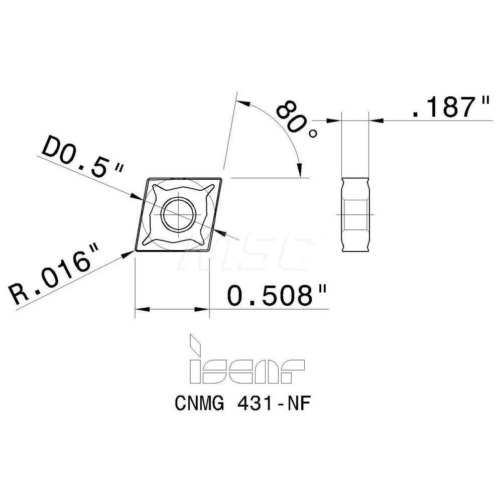 Iscar - Turning Insert: CNMG431NF IC807, Carbide | MSC Industrial ...