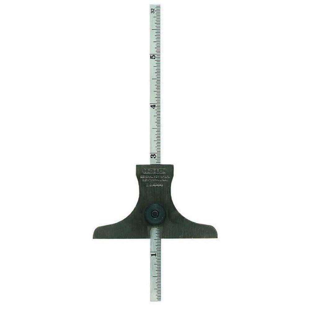 0 to 6 Inch Rule Measurement Range, 30 to 60° Angle Measurement Range, Hardened Steel (Base); Stainless Steel (Rule) Depth and Angle Gage