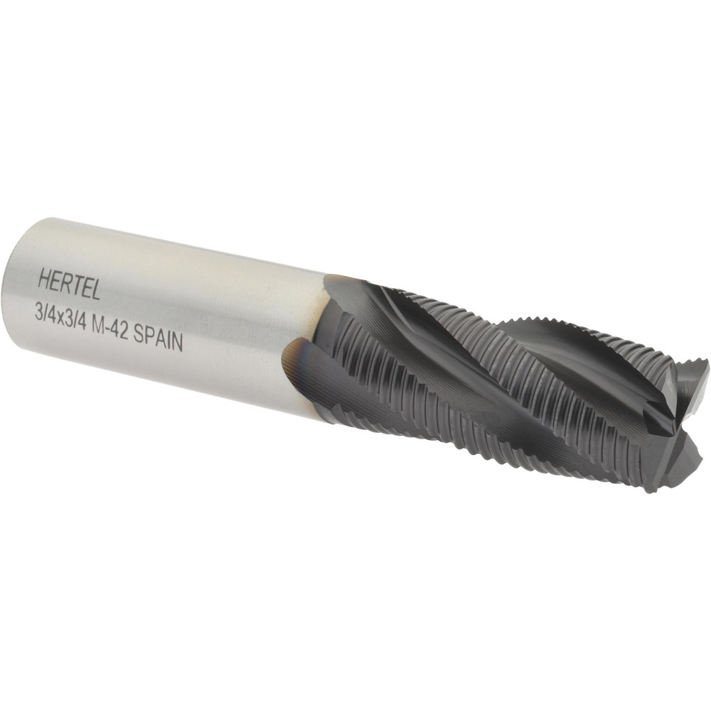Hertel 84213594 Square End Mill: 3/4 Dia, 1-5/8 LOC, 3/4 Shank Dia, 3-3/4 OAL, 4 Flutes, Cobalt Image