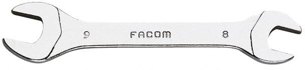 Facom 22.8X9 Open End Wrench: Double End Head, 8 mm x 9 mm, Double Ended 