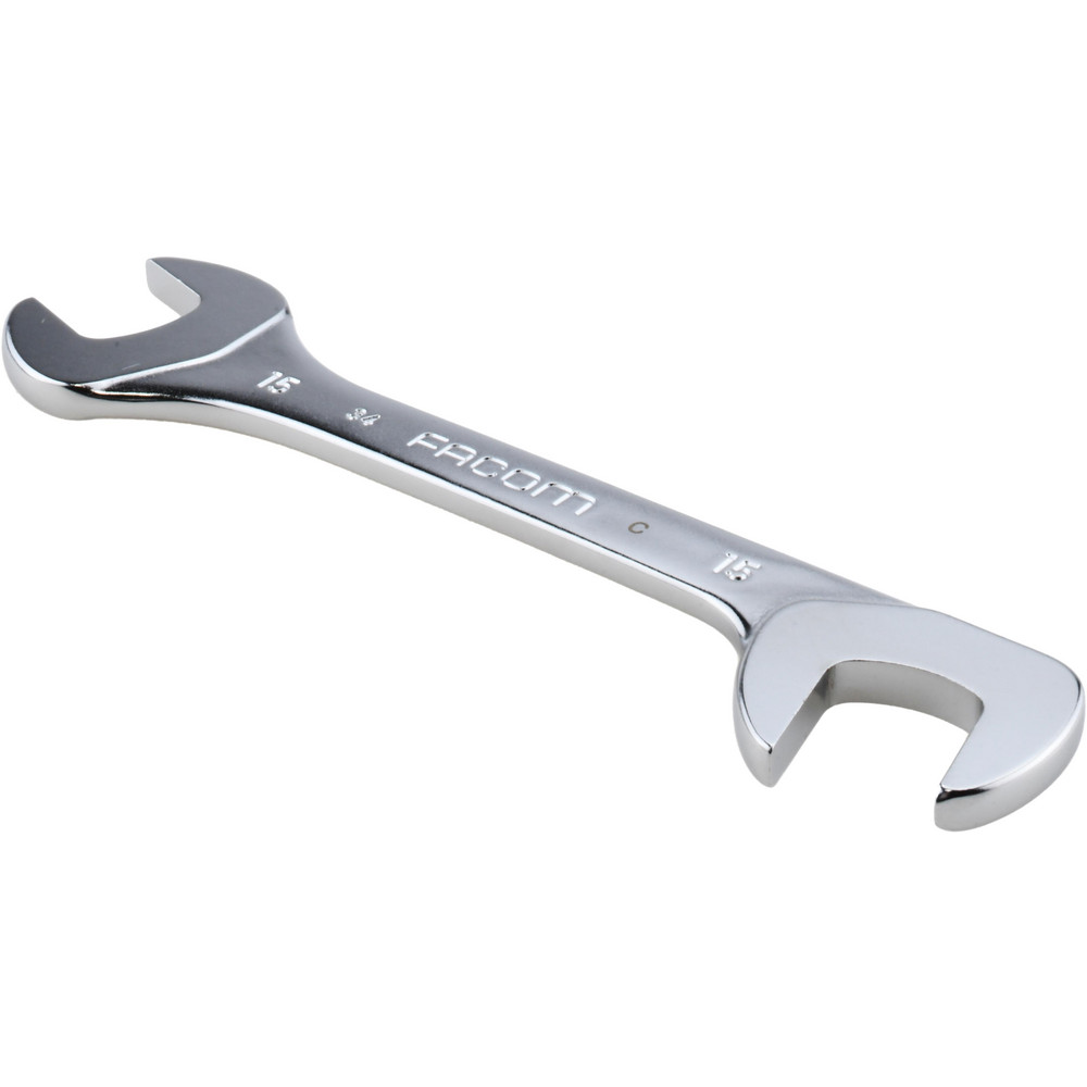 Extra Thin Open End Wrench: Double End Head, 15 mm, Double Ended