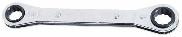Offset Box End Wrench: 12 Point, Double End - Steel, Polished Finish