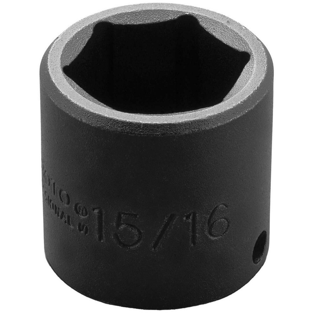 Impact Socket: 3/8" Drive, 15/16" Socket, Hex Drive - 6 Point, 1-11/32" OAL