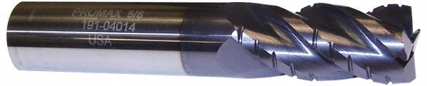 ProMax 191-44014 Corner Radius End Mill: 5/8" Dia, 1-1/4" LOC, 0.03" Radius, 4 Flutes, Solid Carbide 