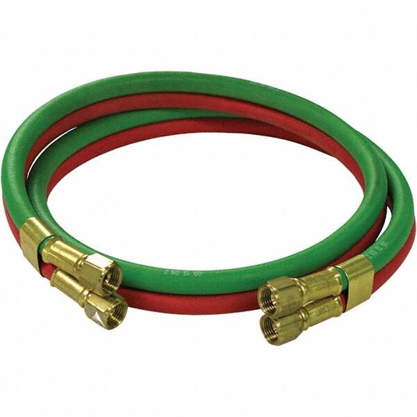 Welding Hose; Style: Straight ; Working Pressure (psi): 200.00; 200psi ; Grade: RM ; Hose Color: Green; Red