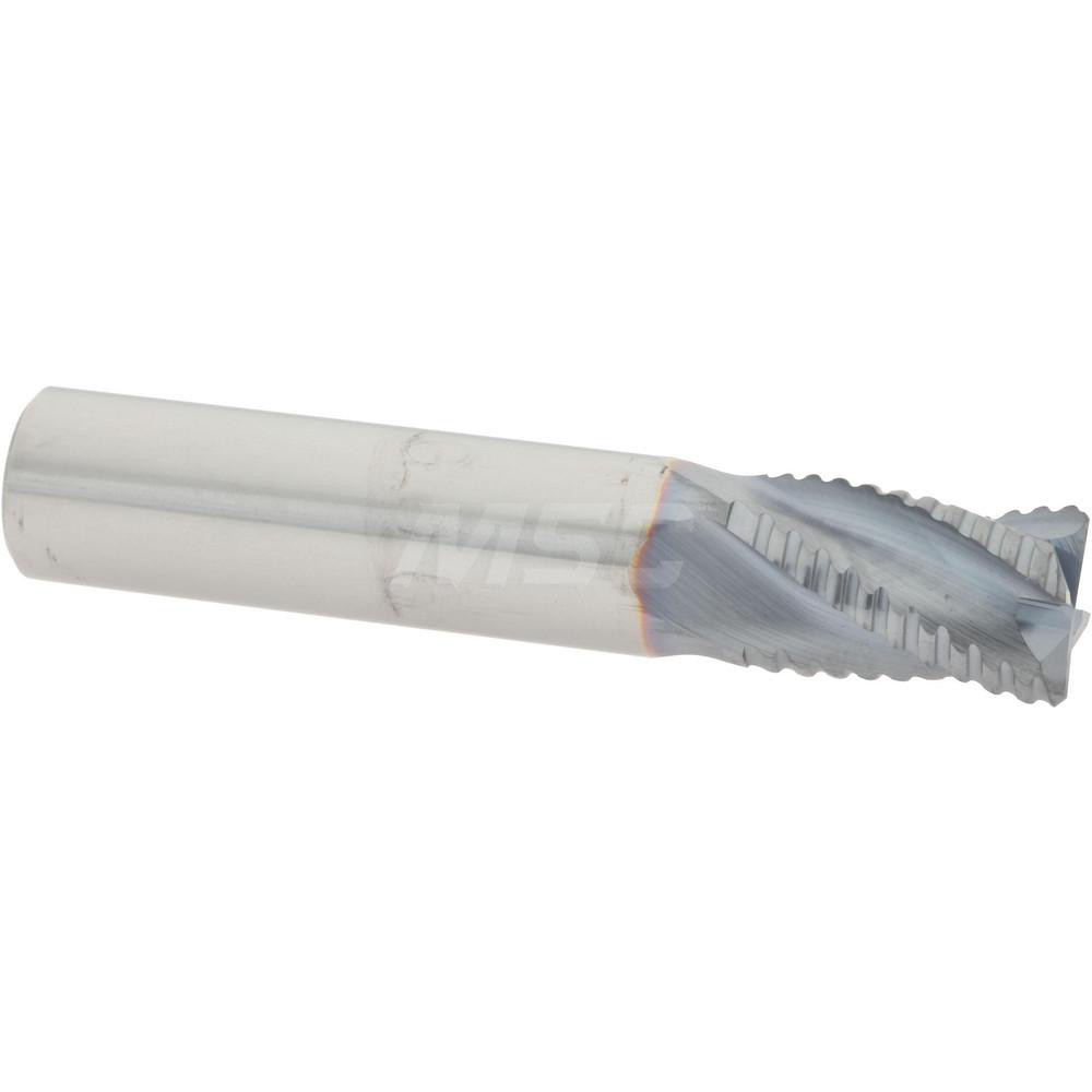 2500156 Roughing End Mill: 3/8" Dia, 4 Flutes, Single End, Solid Carbide  