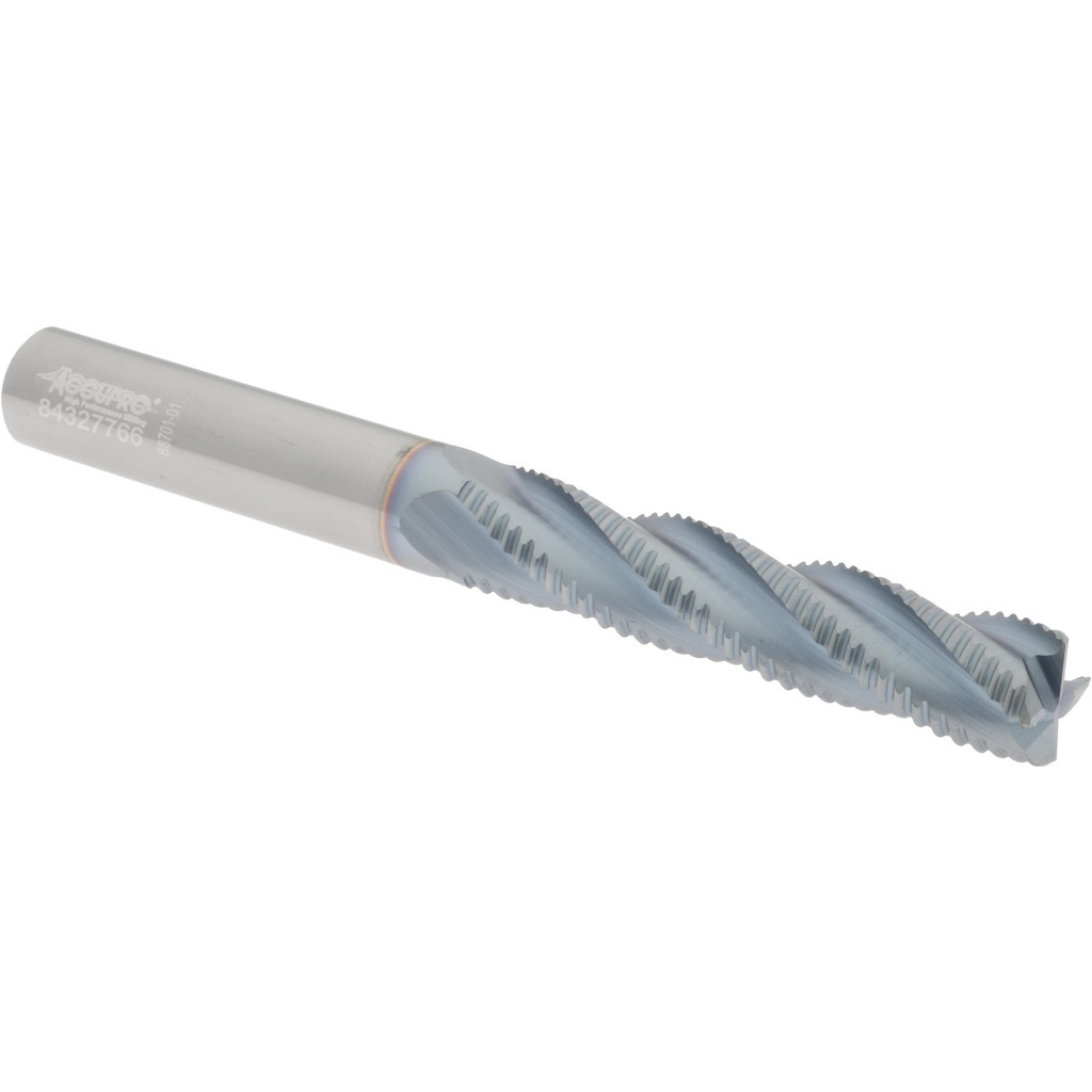 2500146 Roughing End Mill: 7/16" Dia, 4 Flutes, Single End, Solid Carbide  