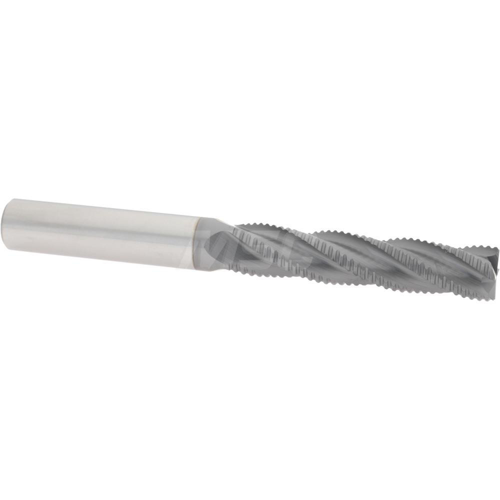 2500124 Roughing End Mill: 7/16" Dia, 4 Flutes, Single End, Solid Carbide  