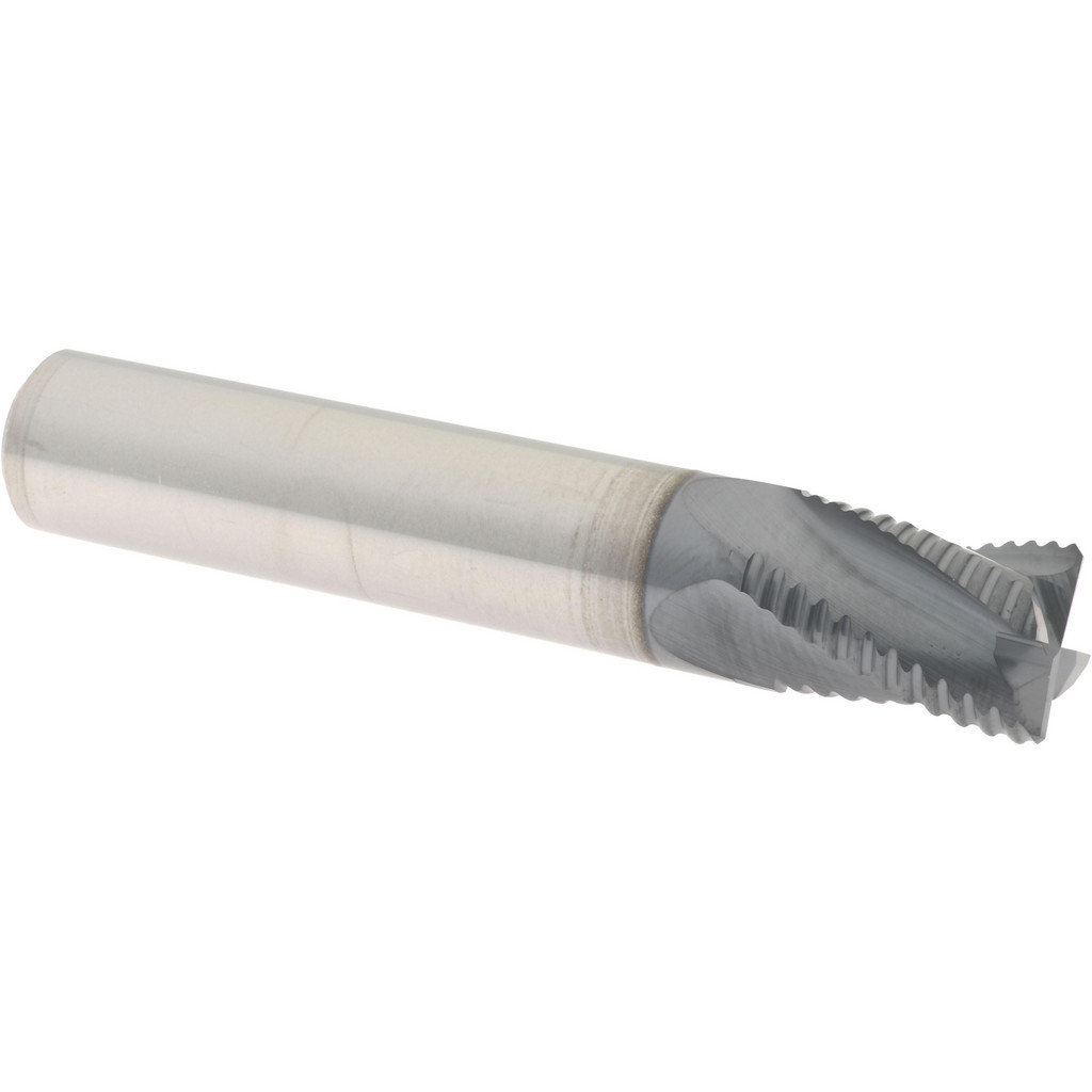 2500145 Roughing End Mill: 7/16" Dia, 4 Flutes, Single End, Solid Carbide  