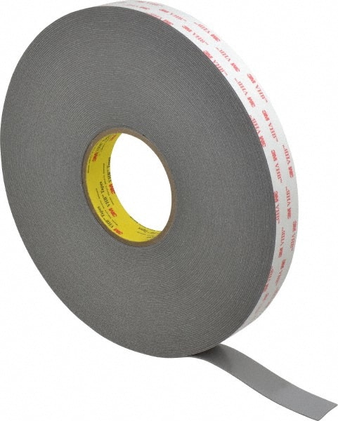 Gray Double-Sided Acrylic Foam Tape: 1" Wide, 36 yd Long, 45 mil Thick, Acrylic Adhesive