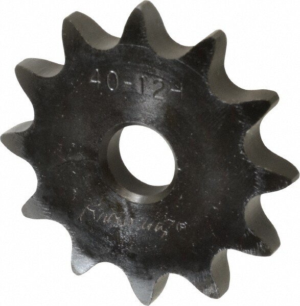 Plate Roller Chain Sprocket: 12 Teeth, 1/2" Chain Pitch, 1/2" Bore Dia