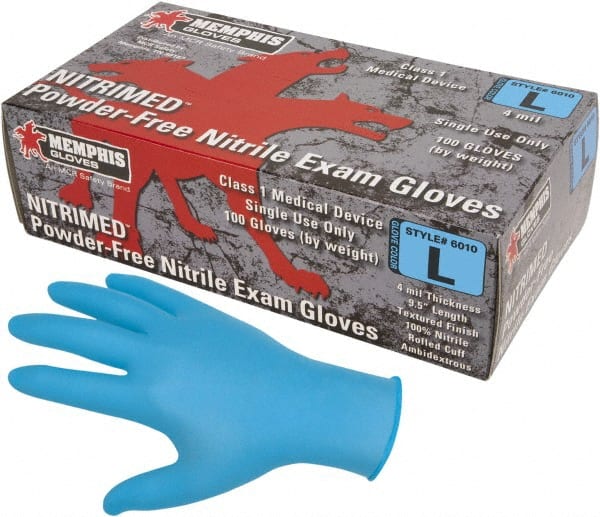MCR SAFETY 6010M Disposable Gloves: Medium, 4 mil Thick, Nitrile, Medical Grade 