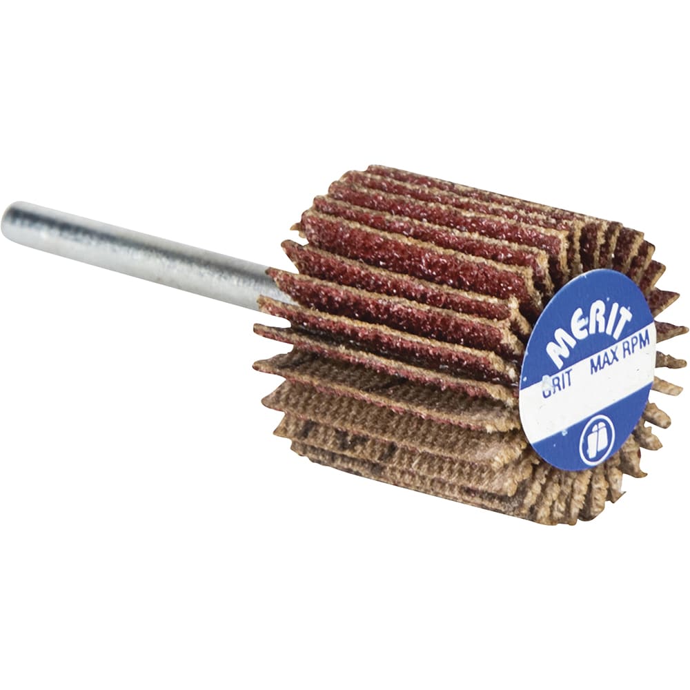 Mounted Flap Wheel: 1-3/16" Dia, 3/16" Face Width, 320 Grit, Aluminum Oxide