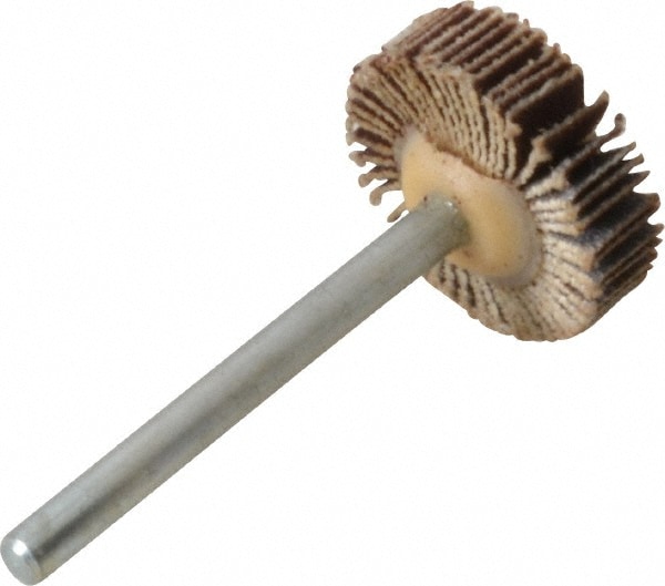 Mounted Flap Wheel: 3/4" Dia, 3/16" Face Width, 240 Grit, Aluminum Oxide