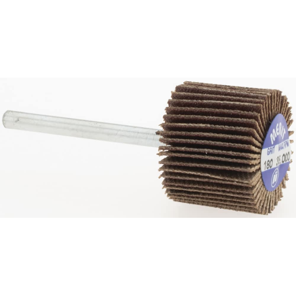 Mounted Flap Wheel: 3/4" Dia, 5/8" Face Width, 180 Grit, Aluminum Oxide