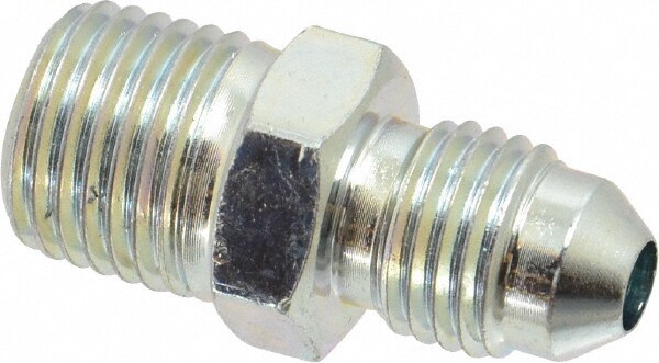 Industrial Pipe Adapter: 7/16-20 x 1/4" Male Thread, MJIC x MBSPT