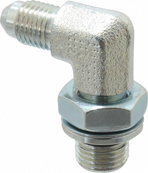 Industrial Pipe 90 ° Elbow Adapter: 7/16-20 x 1/4" Male Thread, MJIC x MBSPP