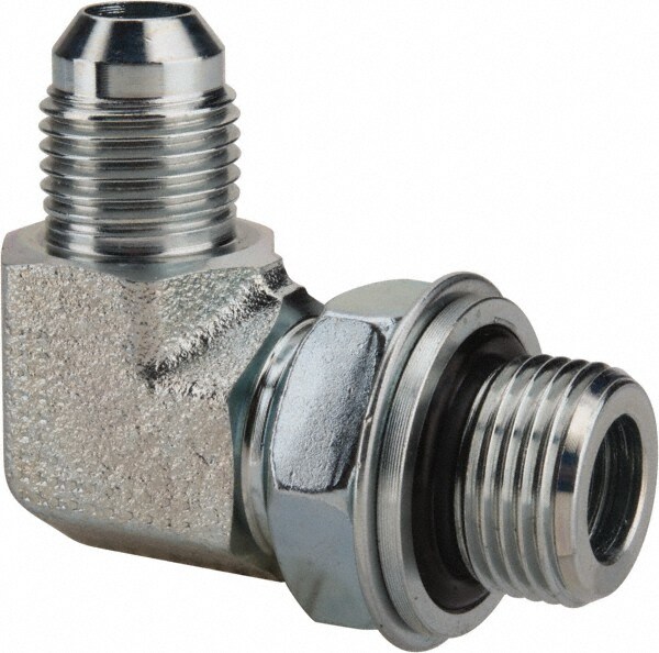Industrial Pipe 90 ° Elbow Adapter: 9/16-18 x 3/8" Male Thread, MJIC x MBSPP