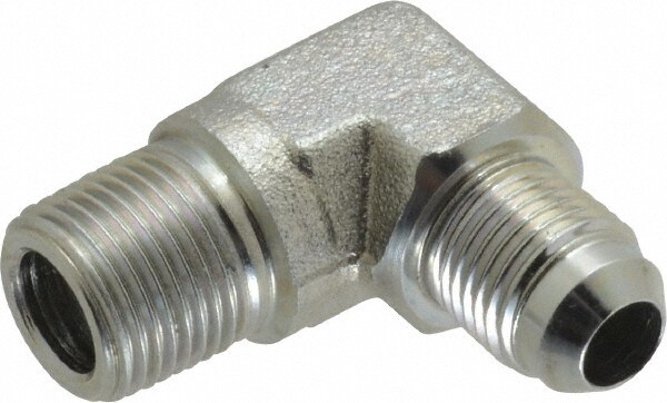 Industrial Pipe 90 ° Elbow Adapter: 9/16-18 x 3/8" Male Thread, MJIC x MBSPT