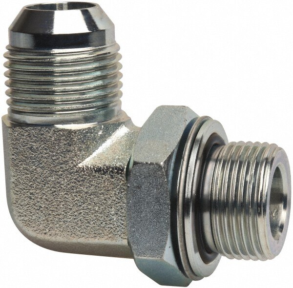 Industrial Pipe 90 ° Elbow Adapter: 1-1/16-12 x 3/4" Male Thread, MJIC x MBSPP
