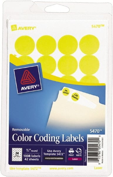 Label Maker Label: Neon Yellow, Paper, 3/4" OAL, 3/4" OAW