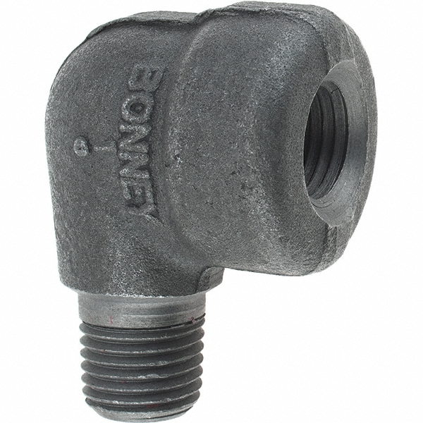 Black 90 deg Street Elbow: 1/4", Threaded - Forged Carbon Steel, ASME B1.20.1, ASME B16.11, ASTM A105, ASTM A182 & ASTM A350, Class 3000