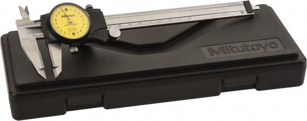Dial Caliper: 150.00 mm, 0.0200 mm Graduation, 2.00 mm per Revolution, 0.03 mm Accuracy, Carbide-Tipped Jaws - Depth Measurement, Inside Measurement, Outside Measurement & Step Measurement