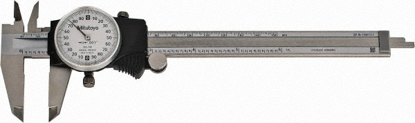 Dial Caliper: 6'' Range, 0.001'' Graduation, 0.2'' per Revolution