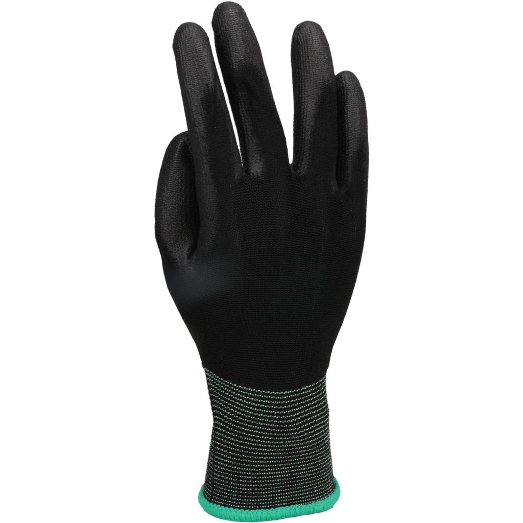 Photos - Safety Equipment PRO-SAFE Work Gloves: Size Medium, Polyurethane-Coated, Nylon, General Purpose - Black, 9.3" Long, Not Lined, Pair | Part #3