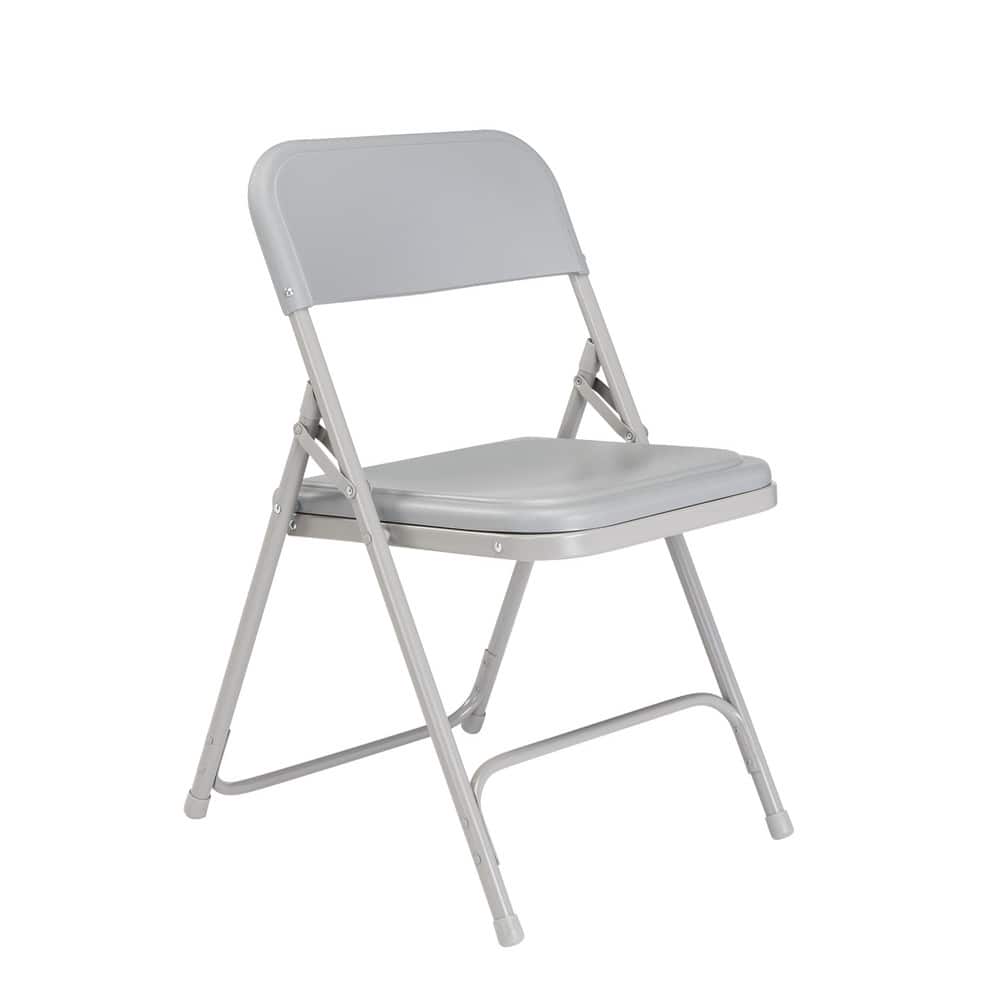 NATIONAL PUBLIC SEATING 802 Folding Chairs; Pad Type: Contoured; Armless; Molded Resin ; Material: Steel; Molded Resin ; Width (Inch): 19 ; Depth (Inch): 20.75 ; Seat Color: Gray ; Overall Height: 29.75 