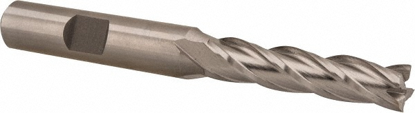 Hertel GG040020 Square End Mill: 5/16 Dia, 1-3/8 LOC, 3/8 Shank Dia, 3-1/8 OAL, 4 Flutes, High Speed Steel Image