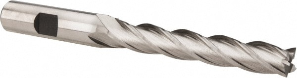 Hertel E2041028 Square End Mill: 7/16 Dia, 2-3/4 LOC, 1/2 Shank Dia, 4-3/4 OAL, 4 Flutes, Cobalt 