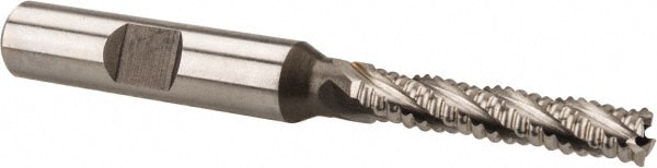 Hertel 84511302 Square End Mill: 1/4 Dia, 1-1/4 LOC, 3/8 Shank Dia, 3-1/8 OAL, 4 Flutes, Cobalt Image