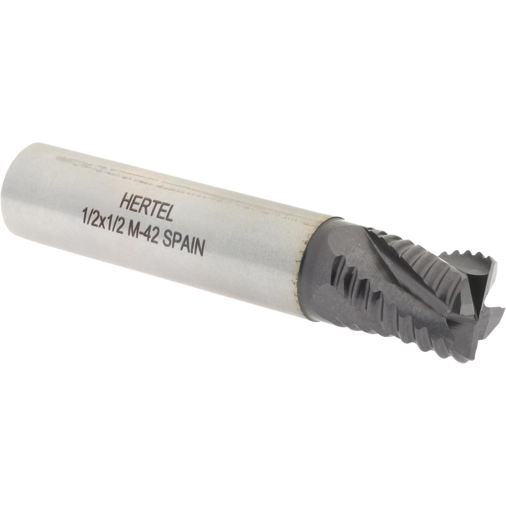 Hertel 84511484 Square End Mill: 1/2 Dia, 1/2 LOC, 1/2 Shank Dia, 2-1/2 OAL, 4 Flutes, Cobalt Image