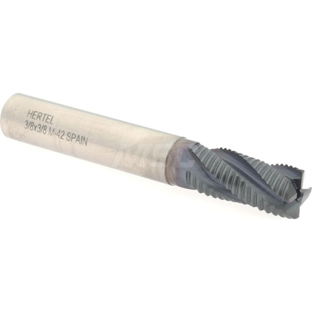 Hertel 84511823 Square End Mill: 3/8 Dia, 3/4 LOC, 3/8 Shank Dia, 2-1/2 OAL, 4 Flutes, Cobalt Image