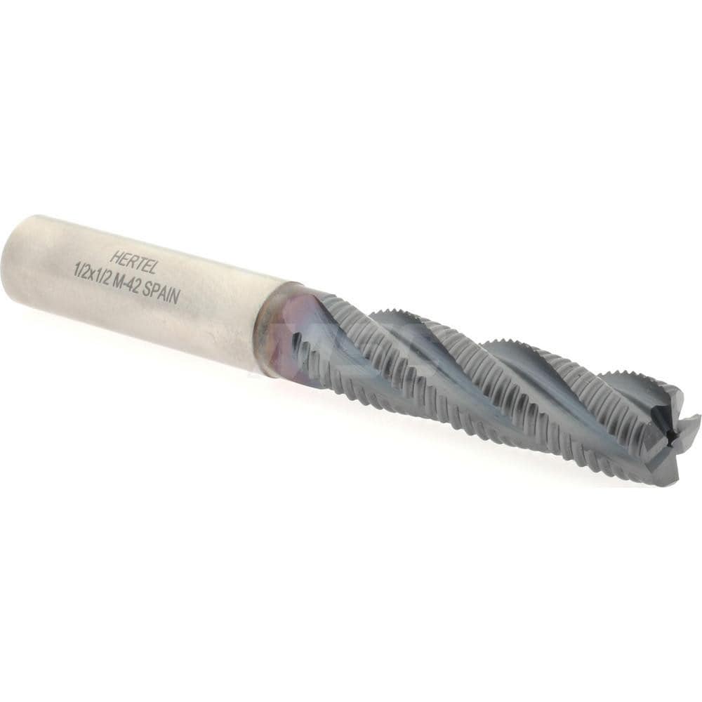 Hertel 84511849 Square End Mill: 1/2 Dia, 2 LOC, 1/2 Shank Dia, 4 OAL, 4 Flutes, Cobalt Image