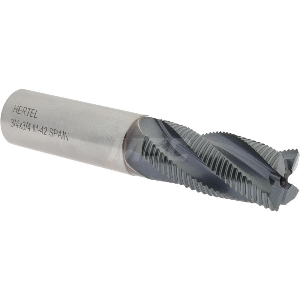 Hertel 84511872 Square End Mill: 3/4 Dia, 1-5/8 LOC, 3/4 Shank Dia, 3-7/8 OAL, 4 Flutes, Cobalt Image