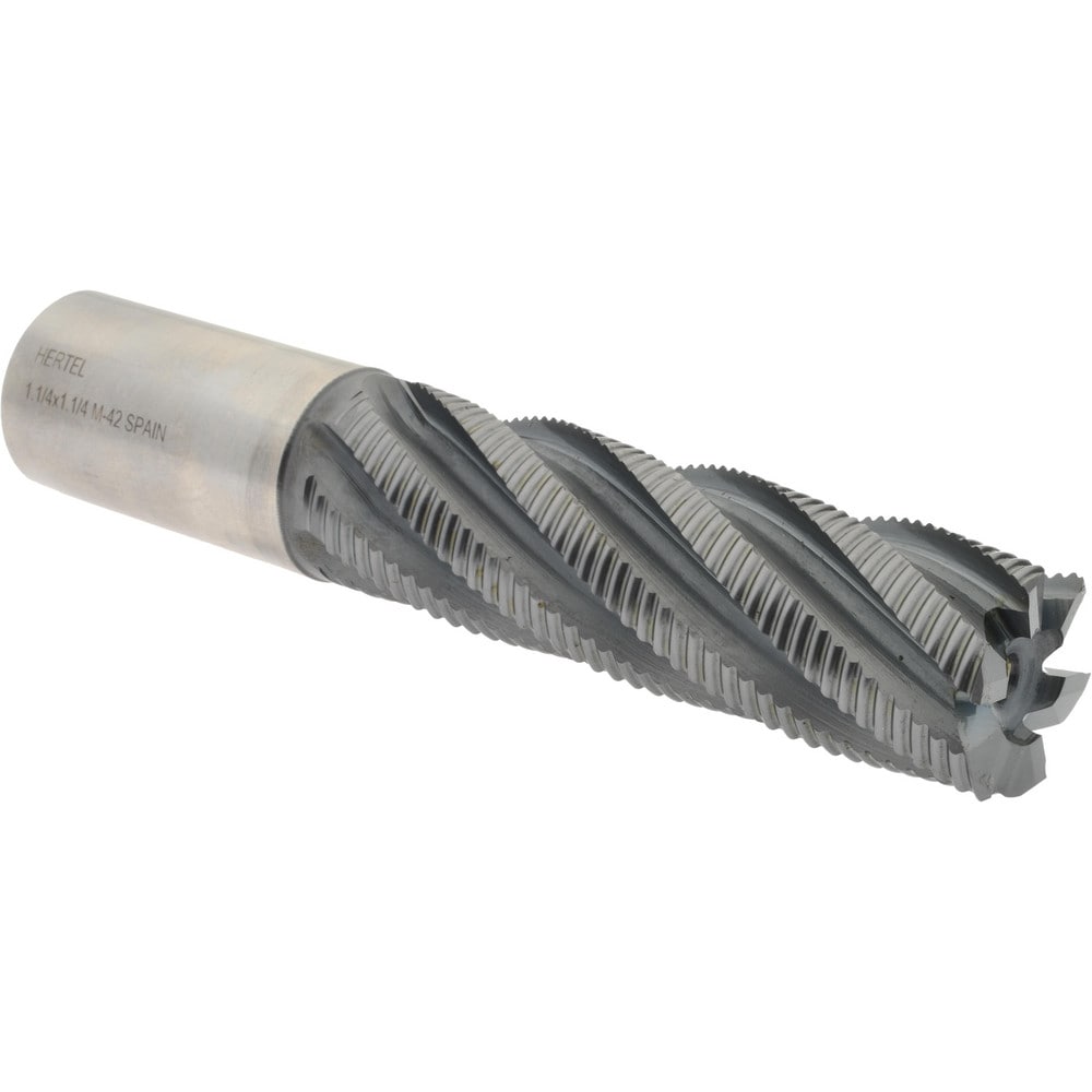 Hertel 84511930 Square End Mill: 1-1/4 Dia, 4 LOC, 1-1/4 Shank Dia, 6-1/2 OAL, 6 Flutes, Cobalt Image