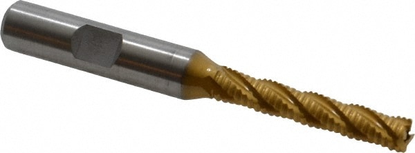 Hertel 84512102 Square End Mill: 1/4 Dia, 1-5/16 LOC, 3/8 Shank Dia, 3-1/8 OAL, 4 Flutes, Cobalt Image