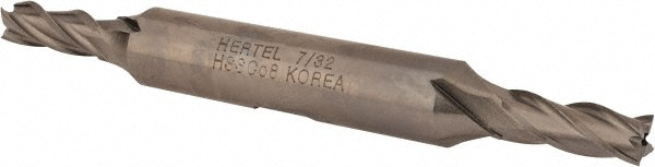 Hertel E2051014 Square End Mill: 7/32 Dia, 9/16 LOC, 3/8 Shank Dia, 3-1/4 OAL, 4 Flutes, Cobalt Image